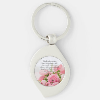 Pastel Pink Bouquet of Flowers Bible Verse Sleutelhanger