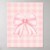 Pastel Pink Bow Print Gingham Nursery Poster (Voorkant)