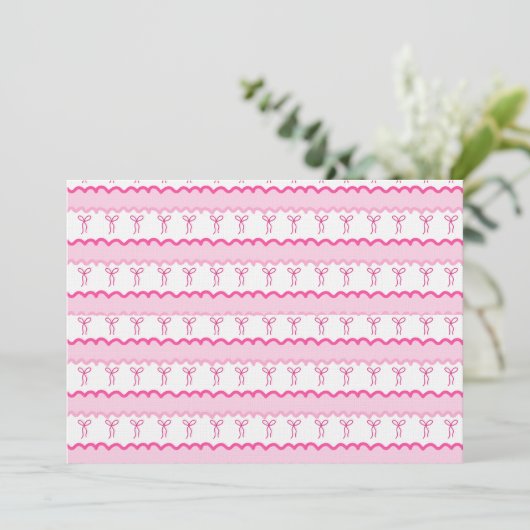 Pastel Pink Bow Seamless Pattern – Cute Aesthetic  Kaart (Staand voorkant)