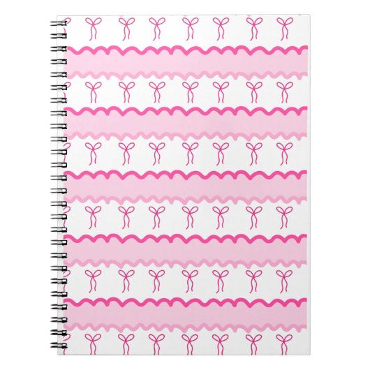 Pastel Pink Bow Seamless Pattern – Cute Aesthetic  Notitieboek (Voorkant)