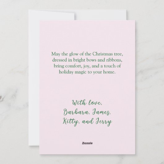 Pastel Pink Bows Christmas Tree Feestdagenkaart (Achterkant)