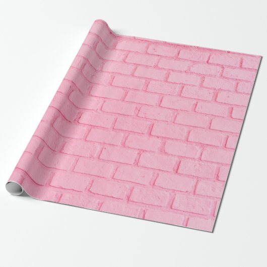 Pastel pink brick background wall texture. Pink re Cadeaupapier (Uitgerold)