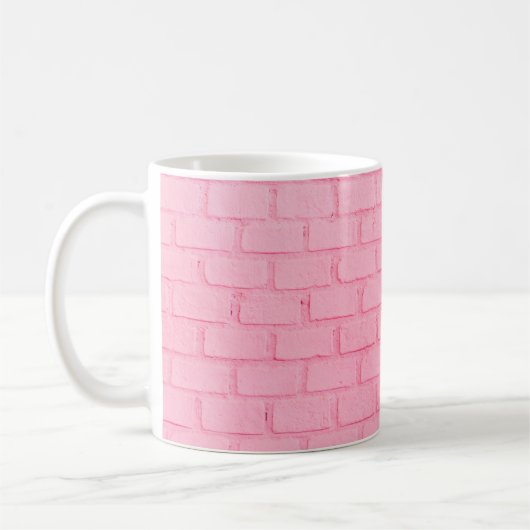 Pastel pink brick background wall texture. pink re koffiemok (Links)
