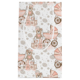 PASTEL PINK & BROWN BABY BLOKKEN BEREN PRAMEN KLEIN CADEAUZAKJE