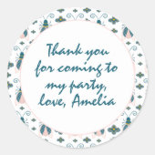 Pastel Pink Bugs Bloemenmeisje Birthday Hartelijk  Ronde Sticker (Voorkant)