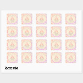 pastel pink bunny cute party babyshower vierkante sticker (Vel)