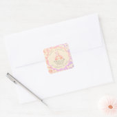 pastel pink bunny cute party babyshower vierkante sticker (Envelop)