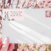 Pastel Pink Bunny Spring Retouradres Etiket