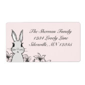 Pastel Pink Bunny Spring Retouradres Etiket (Voorkant)