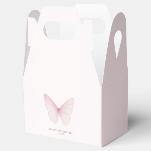 "Pastel Pink Butterfly Baby shower Bedankdoosjes (Geopend)