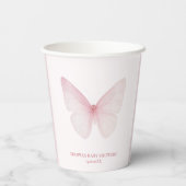 "Pastel Pink Butterfly Baby shower Papieren Bekers (Achterkant)