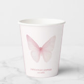 "Pastel Pink Butterfly Baby shower Papieren Bekers (Voorkant)