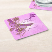 Pastel Pink Butterfly Throw Pillow Kartonnen Onderzetters (Schuin)