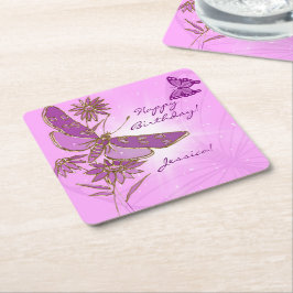 Pastel Pink Butterfly Throw Pillow Kartonnen Onderzetters