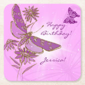 Pastel Pink Butterfly Throw Pillow Kartonnen Onderzetters (Voorkant)