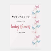 "Pastel Pink Butterfly Welkom Acryl Bord (Voorkant)