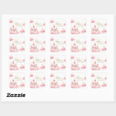 Pastel Pink Castle Princess Birthday Girl Vierkante Sticker (Vel)