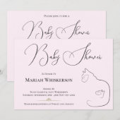 Pastel Pink Cat Lover Baby shower Kaart (Voorkant / Achterkant)