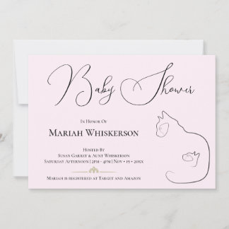 Pastel Pink Cat Lover Baby shower Kaart
