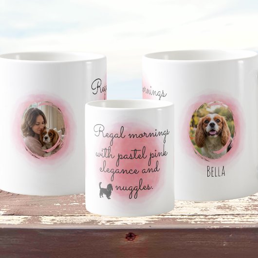 Pastel Pink Cavalier Watercolor Custom Photo Koffiemok