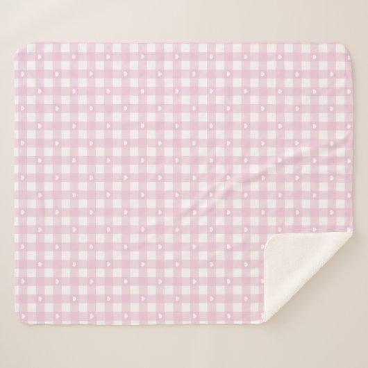 Pastel Pink Checks Sherpa Deken (Voorkant (horizontaal))