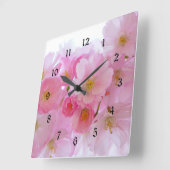 Pastel Pink Cherry Blossom Vierkante Klok (Hoek)