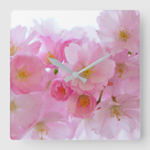 Pastel Pink Cherry Blossom Vierkante Klok