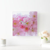 Pastel Pink Cherry Blossom Vierkante Klok (Huis)