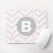 Pastel Pink Chevron and Dots Grey Monogram Muismat (Met muis)