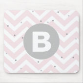 Pastel Pink Chevron and Dots Grey Monogram Muismat (Voorkant)