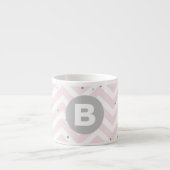 Pastel Pink Chevron en Stippen Gray Monogram Espresso Kop (Voorkant)