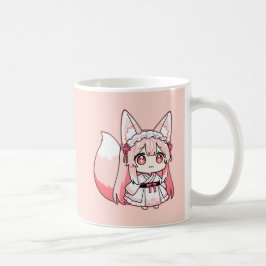Pastel Pink Chibi Fox Girl  Coffee Mug Koffiemok
