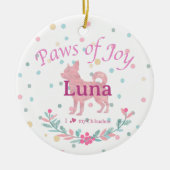 Pastel Pink Chihuahua | Personalized Christmas Keramisch Ornament (Voorkant)
