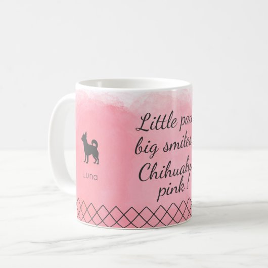 Pastel Pink Chihuahua - Personalized Photo & Name Koffiemok (Voorkant links)
