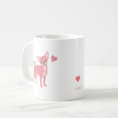 Pastel Pink Chihuahua Valentine Mug, Custom Name Koffiemok (Voorkant links)