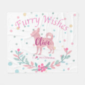 Pastel Pink Christmas - Chihuahua Custom Name Fleece Deken (Voorkant (Horizontaal))