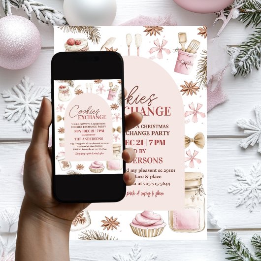 Pastel Pink Christmas Cookie Exchange Kaart