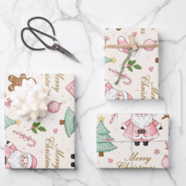 Pastel Pink Christmas Delight Inpakpapier Vel