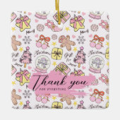 Pastel Pink Christmas Pattern with Custom Text Keramisch Ornament (Voorkant)