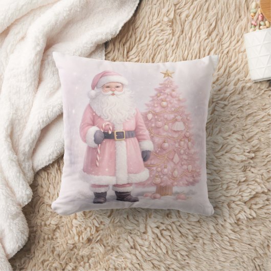 Pastel Pink Christmas Santa Kussen (Deken)