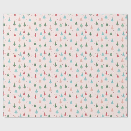Pastel Pink Christmas Trees Whimsical Holiday Cadeaupapier (Vlak)