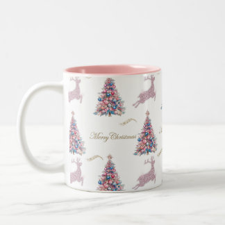 Pastel Pink Christmas Tweekleurige Koffiemok
