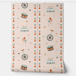 Pastel Pink Circus & Stripes for Girls Nursery Behang