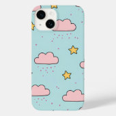 Pastel Pink Cloud and Yellow Star Pattern Case-Mate iPhone Case (Achterkant)