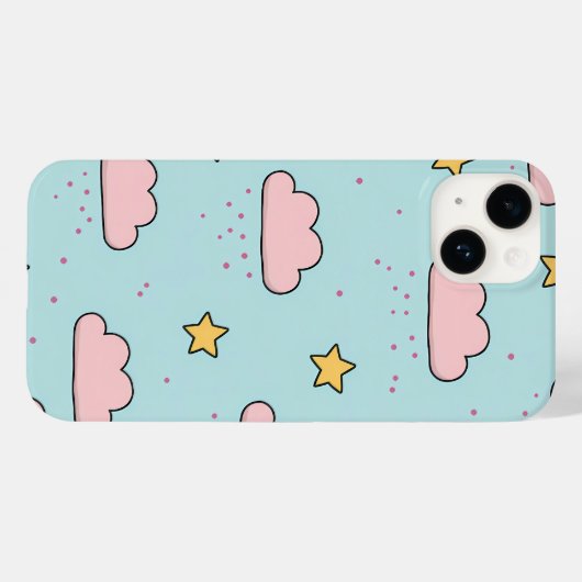 Pastel Pink Cloud and Yellow Star Pattern Case-Mate iPhone Case (Achterkant (horizontaal))