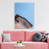 Pastel Pink Colonial Architecture Under a Clear Bl Canvas Afdruk (Insitu (Woonkamer))