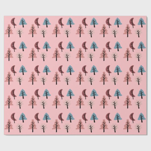 Pastel Pink Cookie Tree Pattern Holiday Cadeaupapier (Vlak)