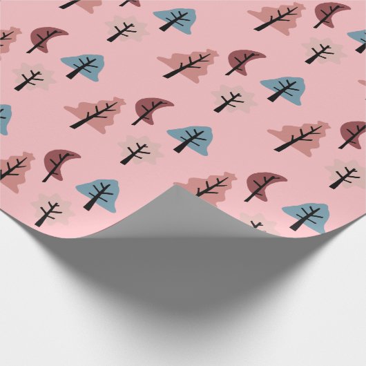 Pastel Pink Cookie Tree Pattern Holiday Cadeaupapier (Hoek)