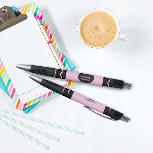 Pastel Pink Crayon Wrap Monogram Name Pen