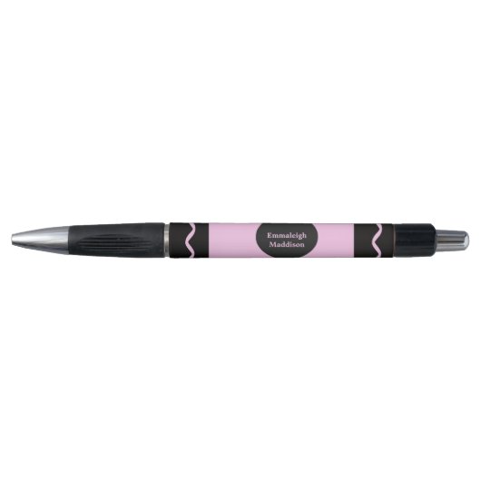 Pastel Pink Crayon Wrap Monogram Name Pen (Voorkant)